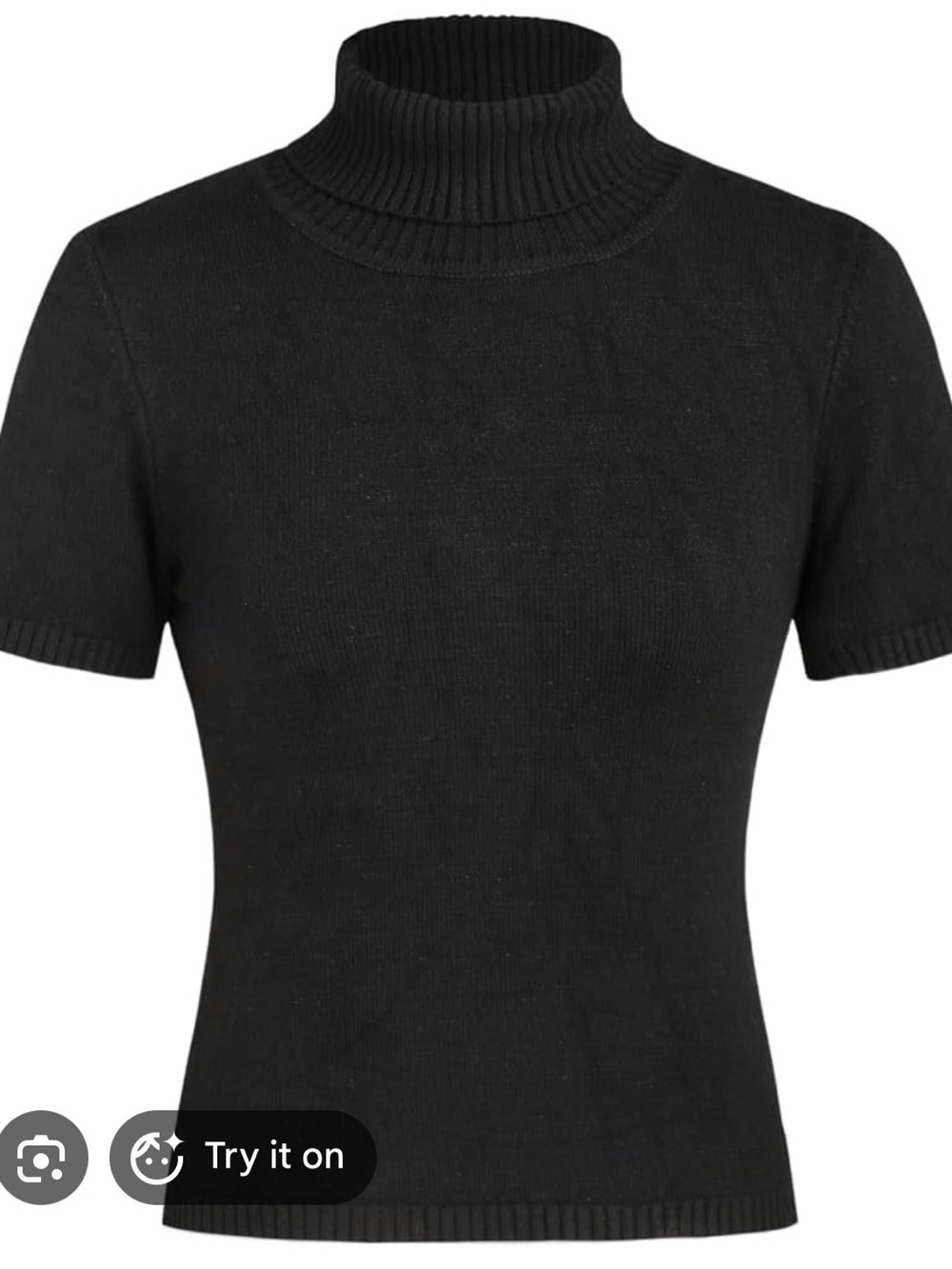 Cider Black Short-Sleeve Turtleneck Knit Top